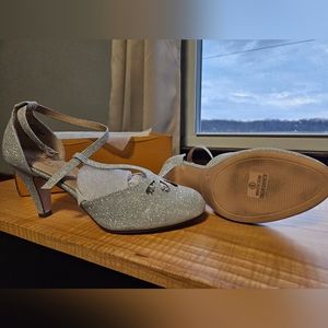 Silver sparkle heels